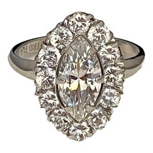 Signed Clark and Coombs Vintage Ring Size 8 CZ Mid Century Modern Gold Plate 14Z